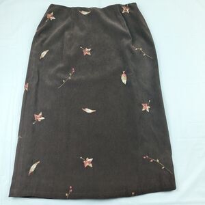 Coldwater Creek Skirt Long Lined Brown Dress Size P/8 Fall Theme Colors Leaves